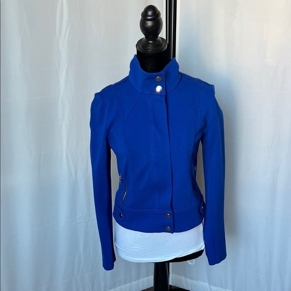 Cache Royal Blue Cropped Motto Jacket